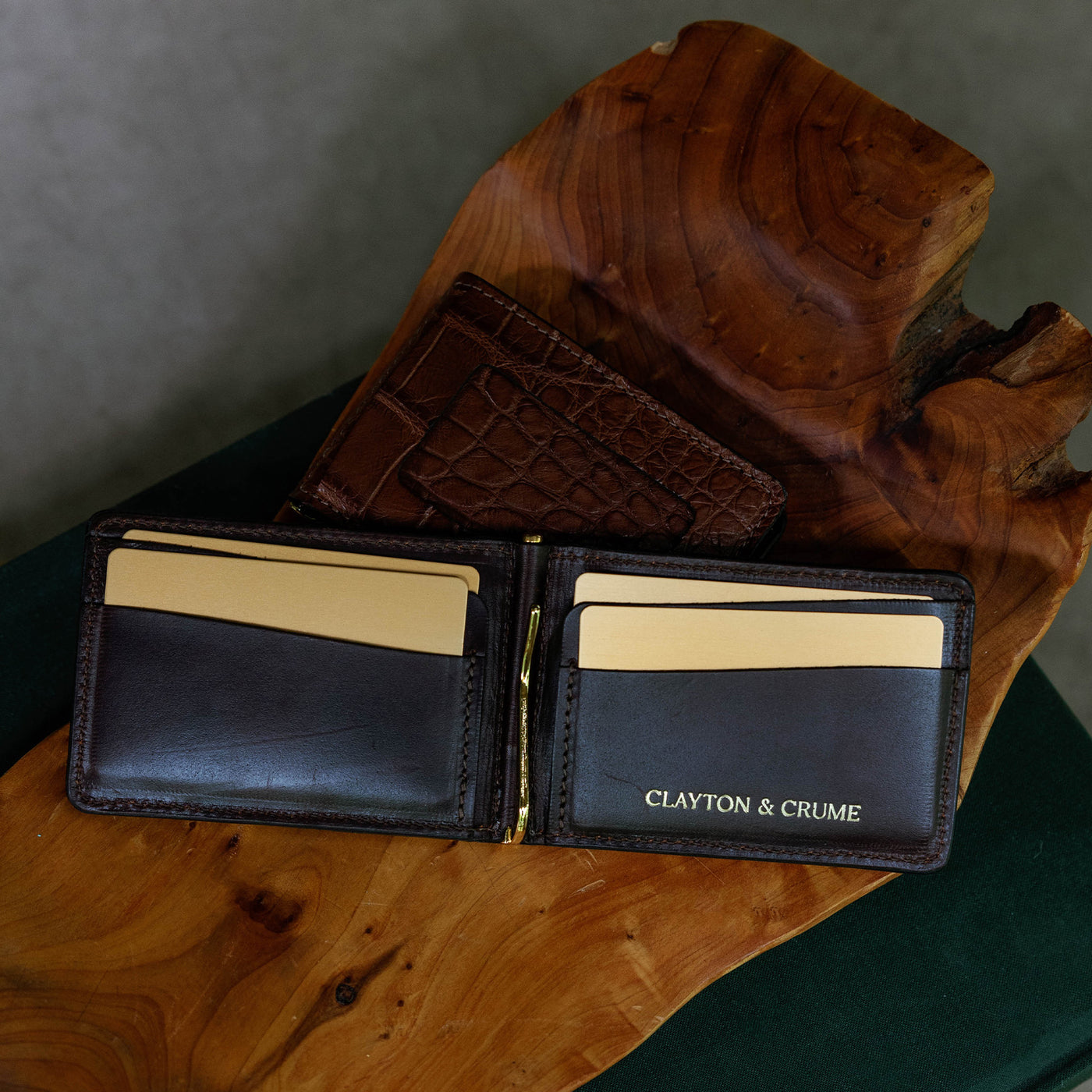 Dark Brown Alligator Bar Wallet