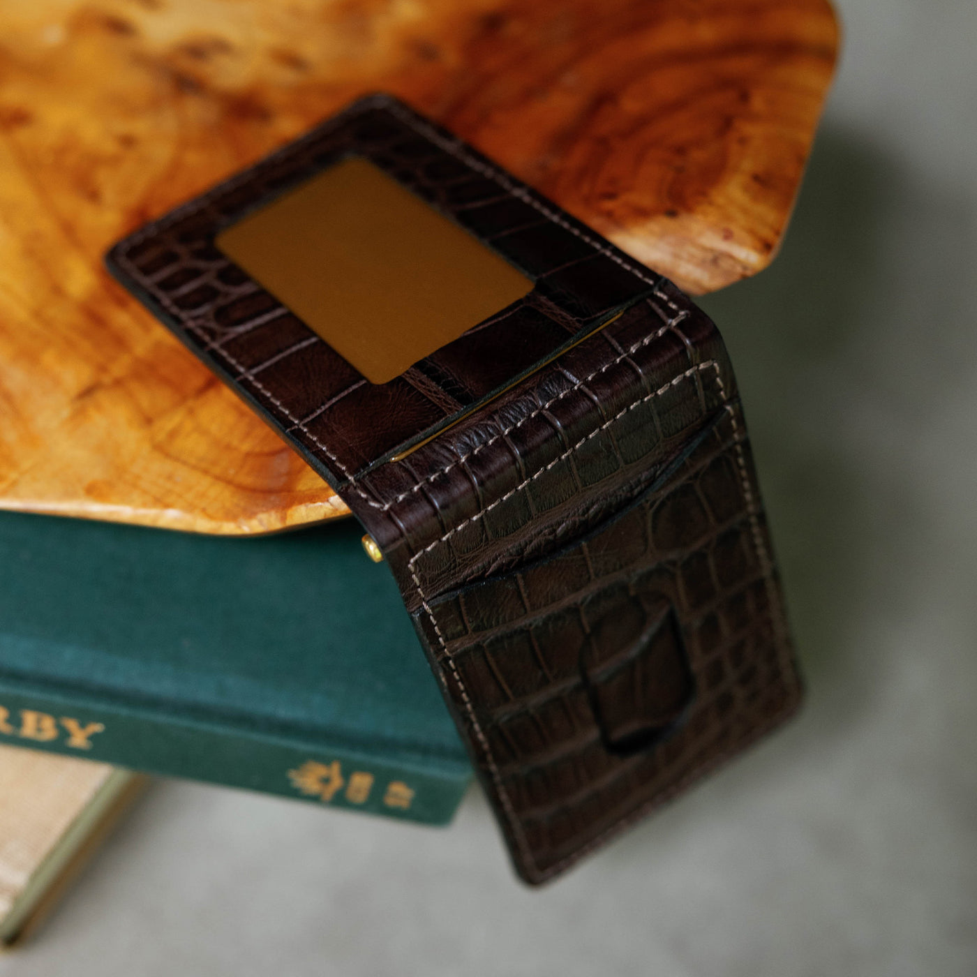 Dark Brown Alligator Bar Wallet