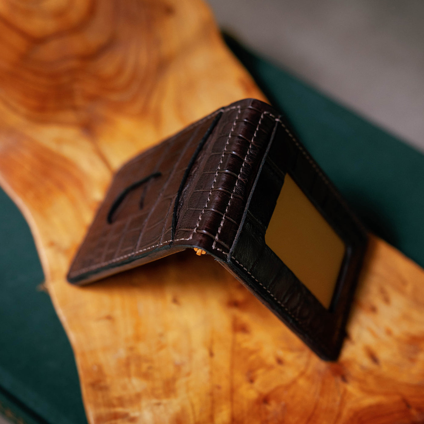 Dark Brown Alligator Bar Wallet