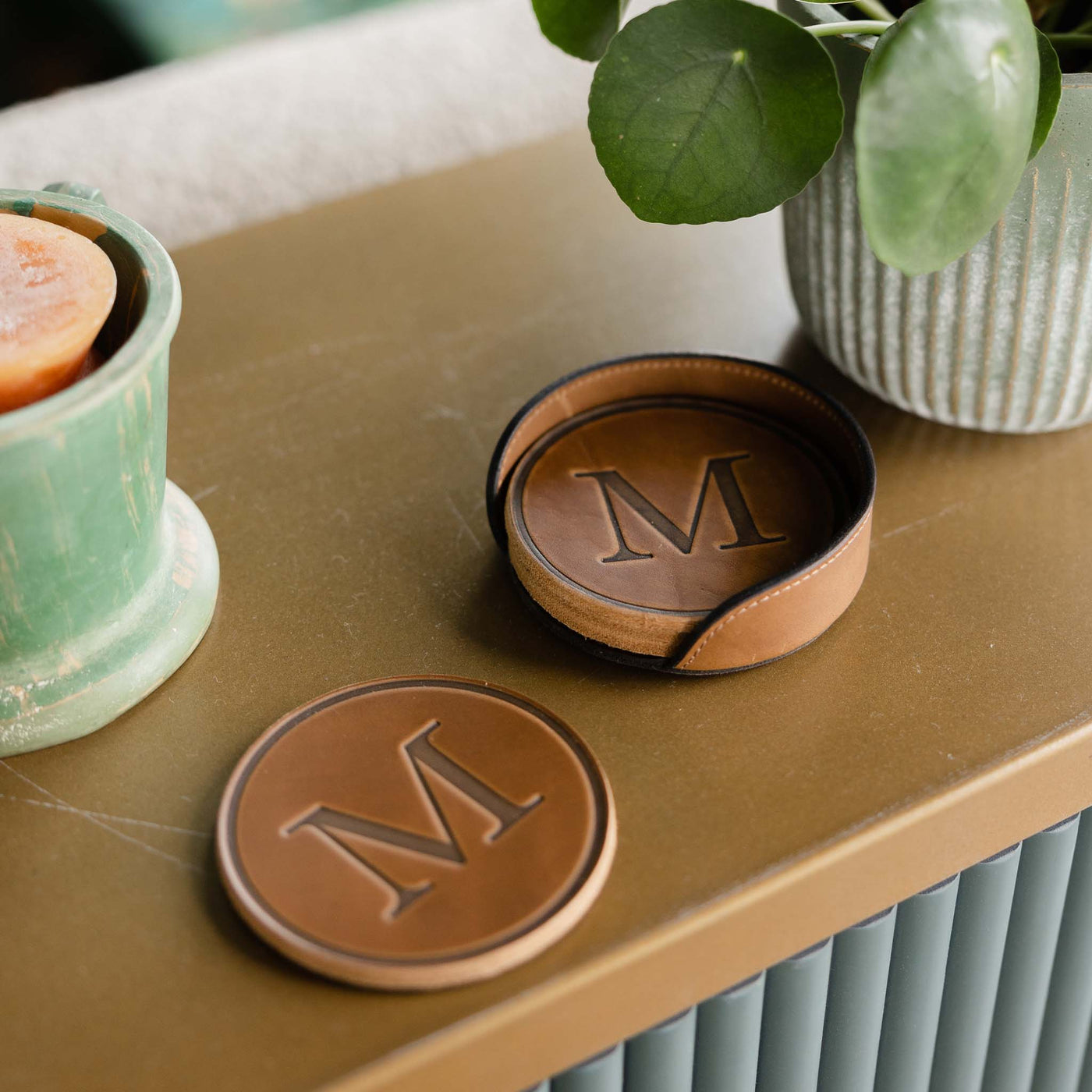 Leather Coaster Holder