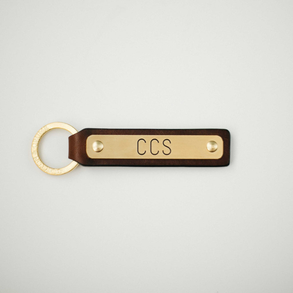 Camouflage Leather Key Fob BRASS belt loop // Personalize name
