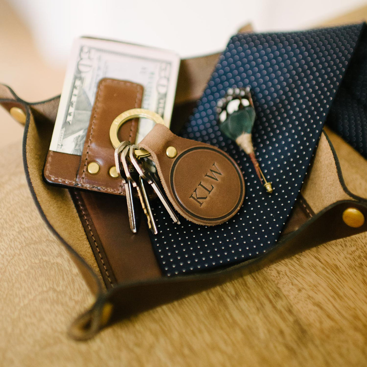 Monogrammed Circle Key Fob