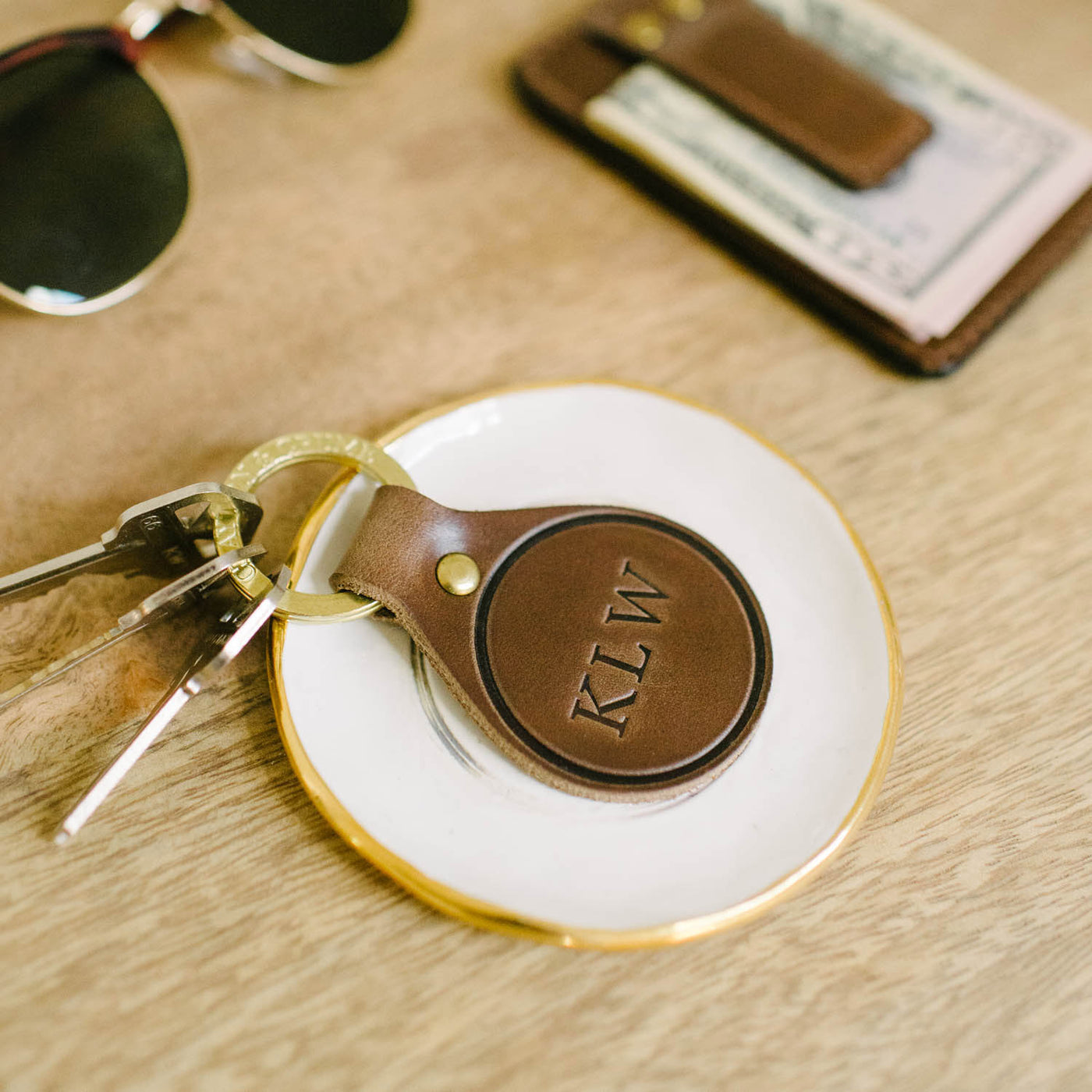 Monogrammed Circle Key Fob