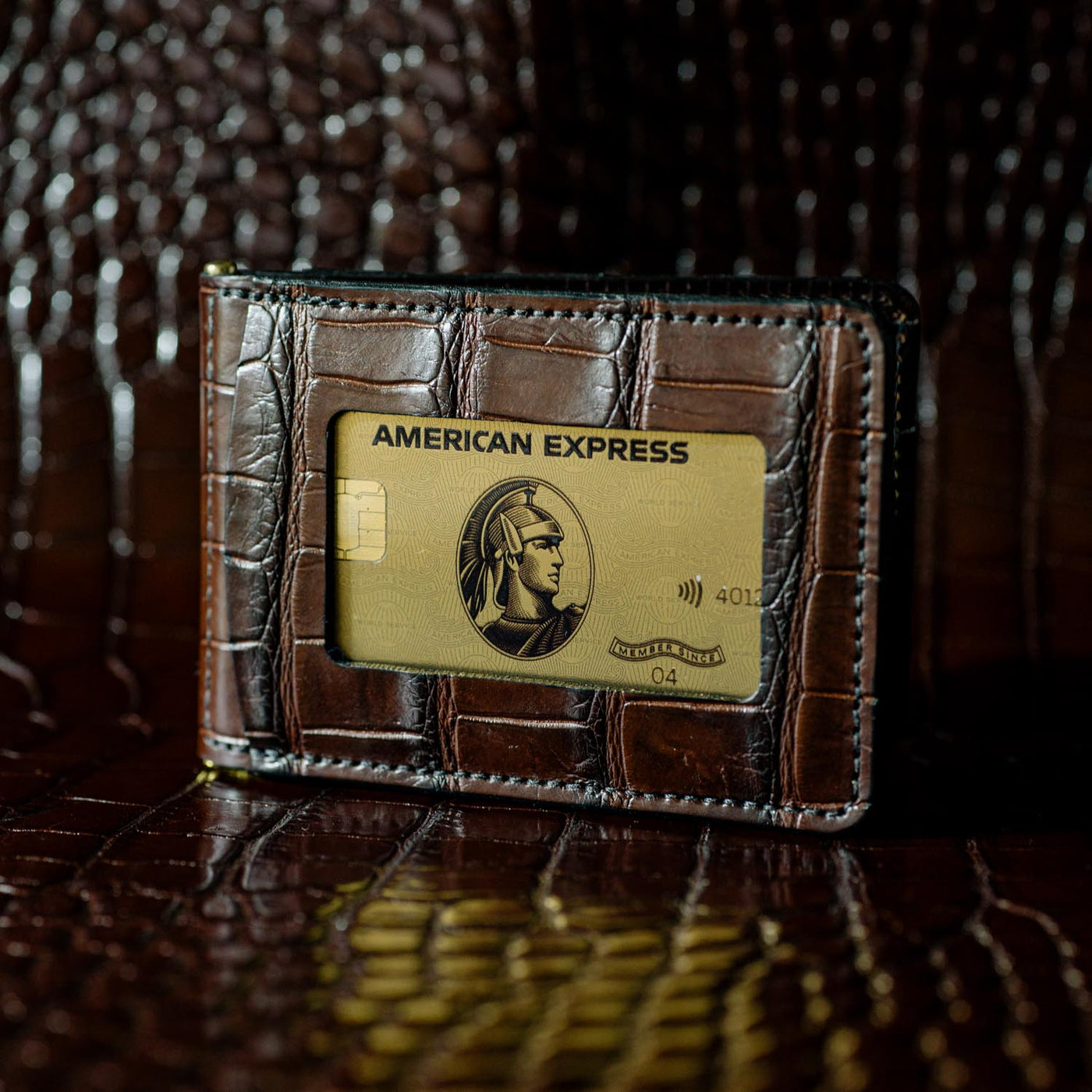 Dark Brown Alligator Bar Wallet