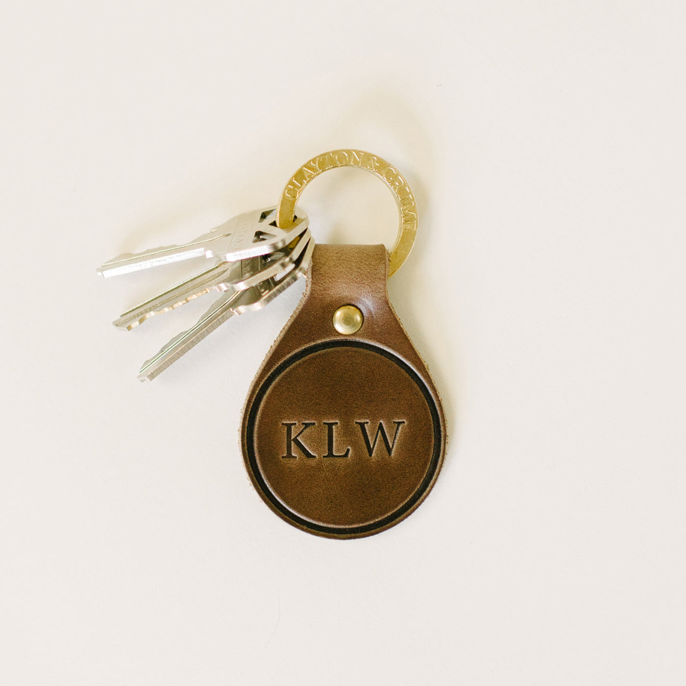 Monogrammed Circle Key Fob