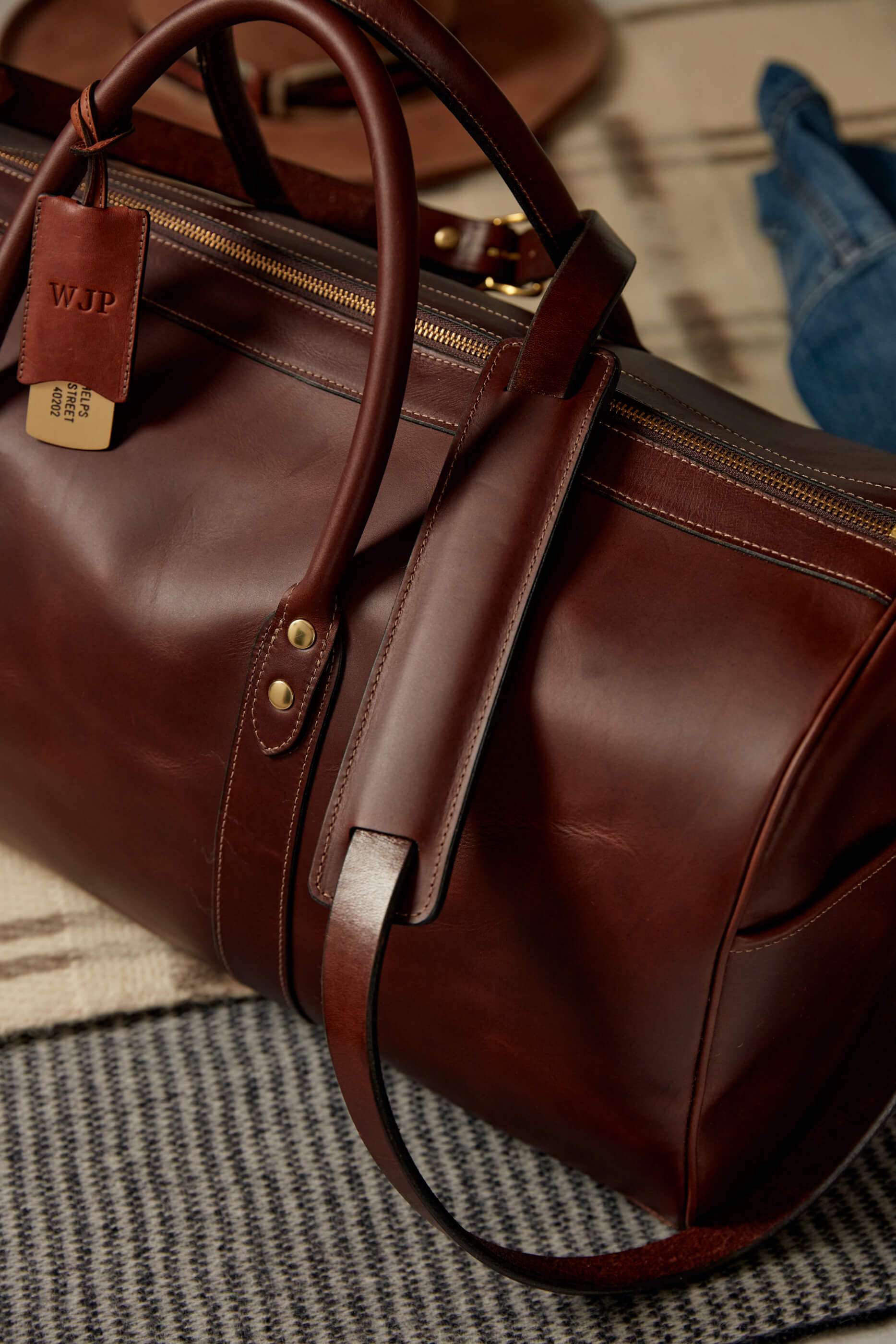 The clayton leather weekender sale