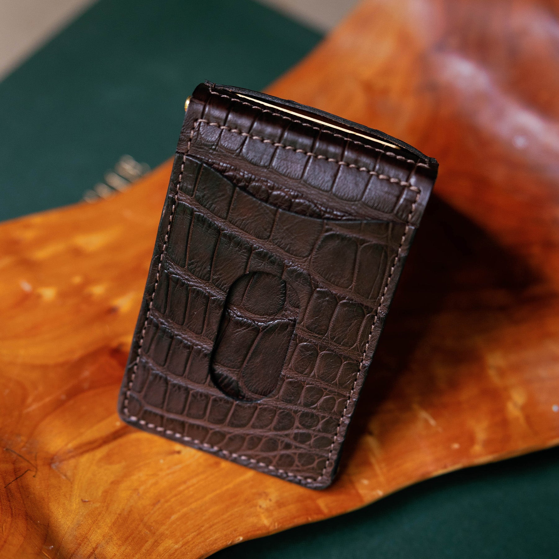 Dark Brown Alligator Bar Wallet – Clayton & Crume