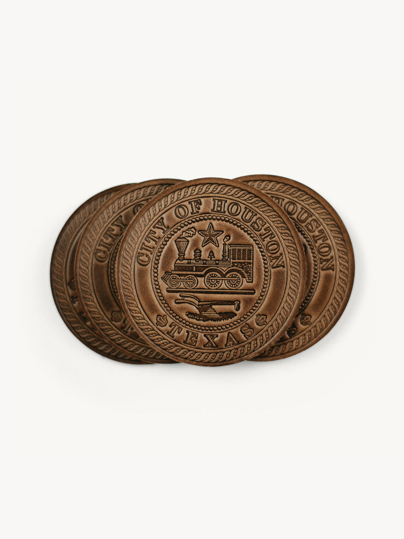 Houston Texas City Seal Coasters Clayton & Crume