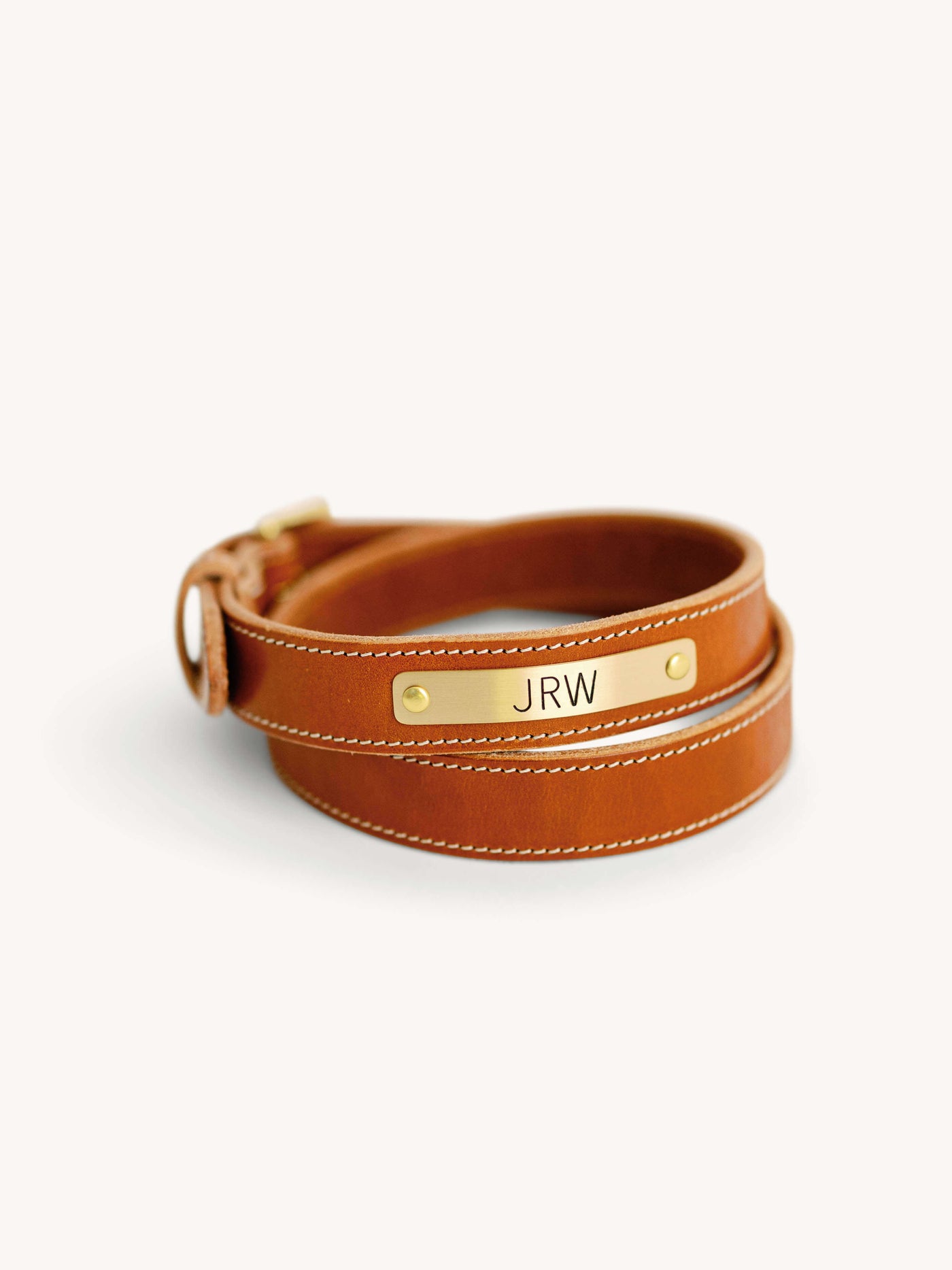 Stitched Leather Nameplate Belt