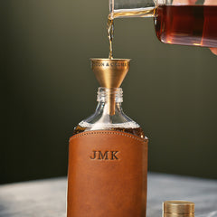 Monogrammed Leather Glass Flask