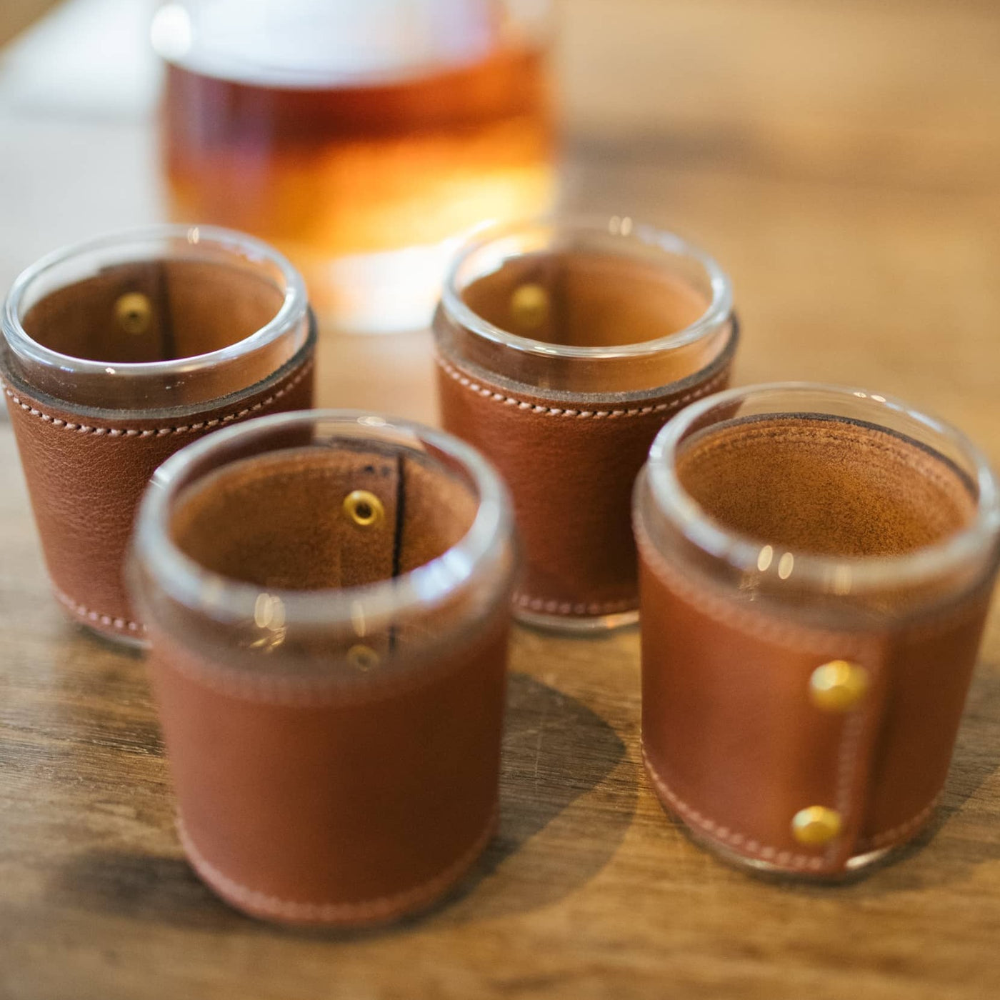 Shot Glasses with Leather Case, Little Obsessed