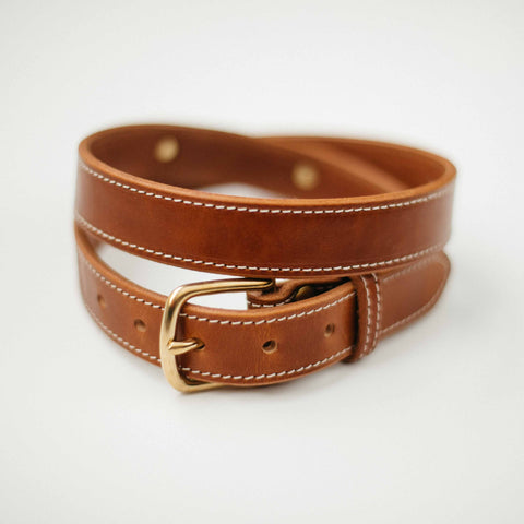 Leather Kentucky Belt with Full Brass Hardware