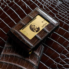 Dark Brown Alligator Bar Wallet