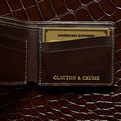 Alligator Black Classic Tri-Fold Wallet : Acadian Leather