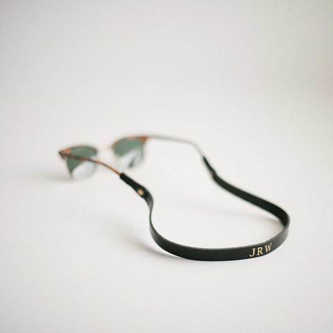 Solid Black Monogrammed Sunglass Strap