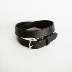 Traditional Stitched Black Bridle Belt