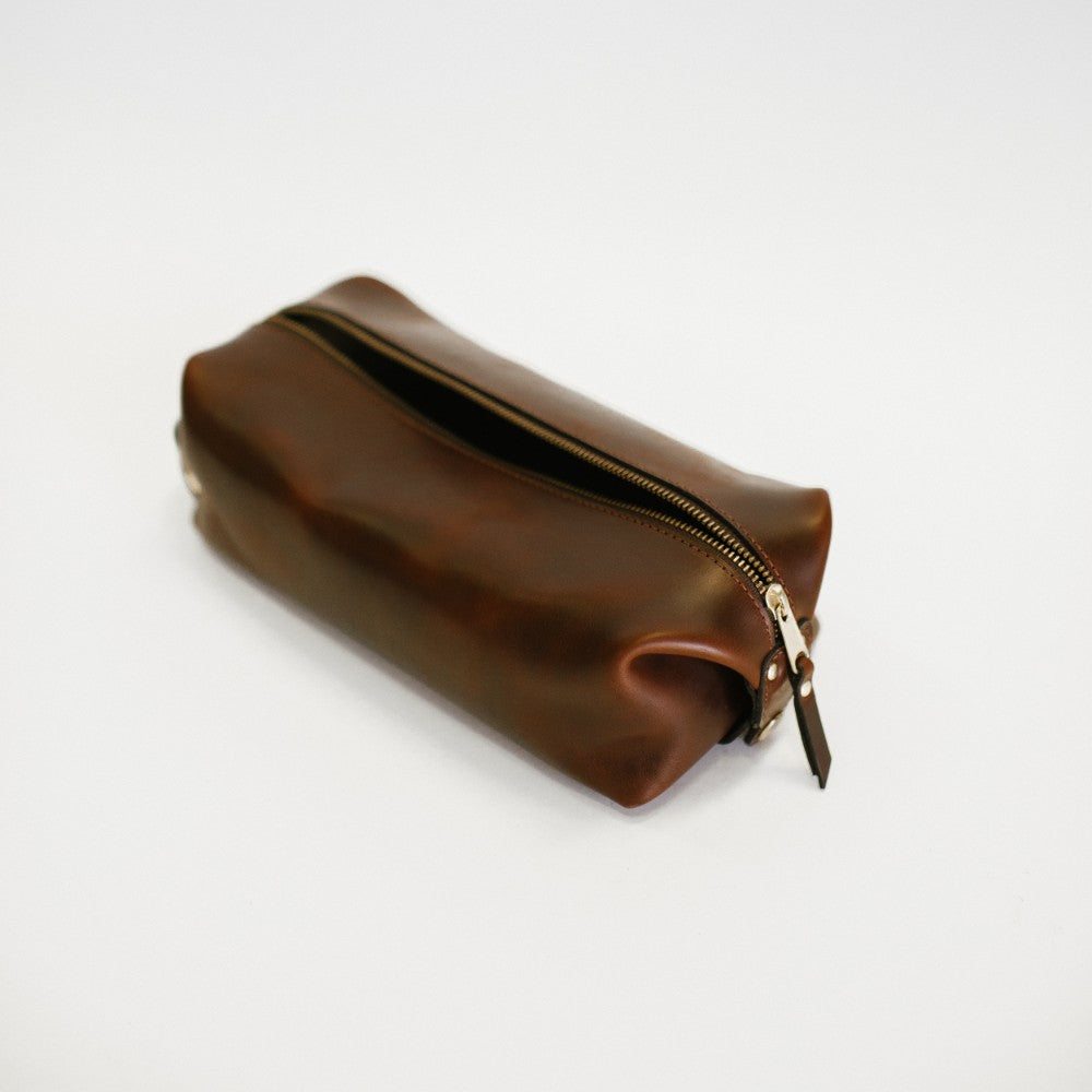 Dark Brown Leather Dopp Kit | Clayton & Crume