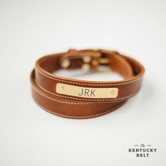 Leather Nameplate Belt with Brass Nameplate