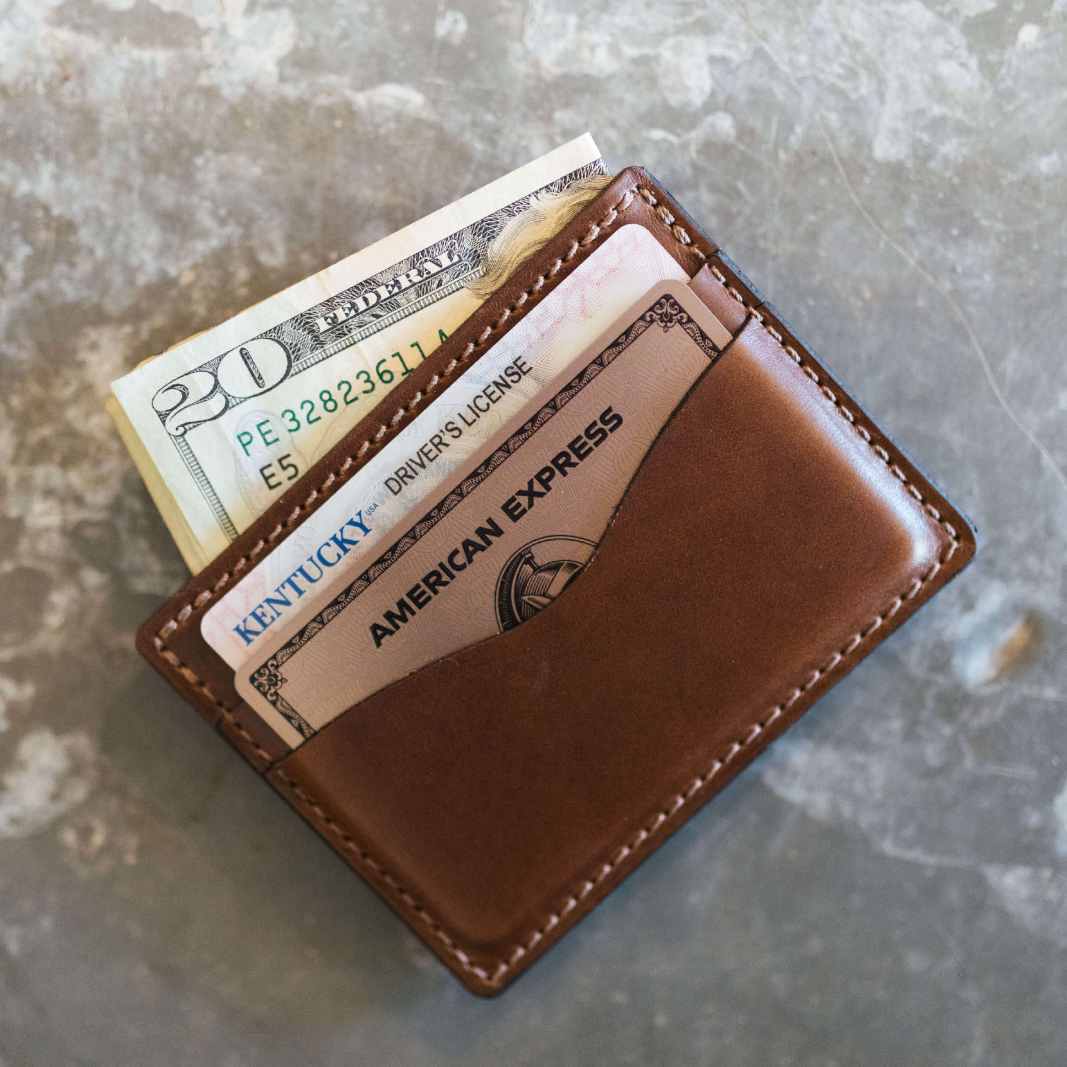 Slim Card Wallet Handmade from Genuine Leather in Tan